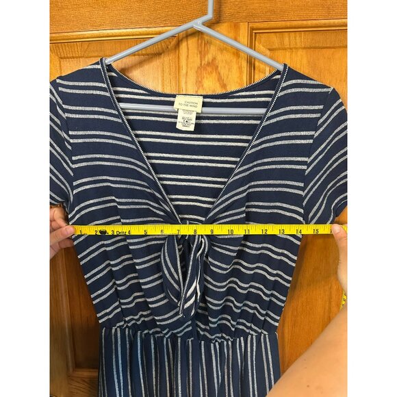 Caution-To-The-Wind Women's Small 13x52 Blue Striped Tie-Front Jumpsuit Romper - Picture 6 of 7